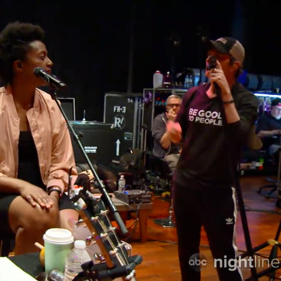 On abc Nightline Rob Thomas lead singer for Matchbox 20 wears his Be Good to People Legacy Vintage Hooded Tee while rehearsing with his band and backup singers