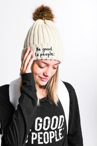 Be Good to People Signature Fleece Faux Pom