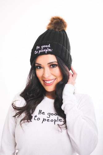 Be Good to People Signature Fleece Faux Pom