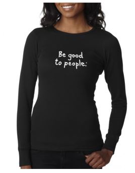 Signature Embroidered Thermal in Black Unisex Sizing Shown on a Woman